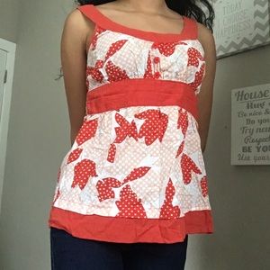 Red Floral Babydoll Top